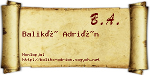 Balikó Adrián névjegykártya