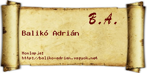 Balikó Adrián névjegykártya